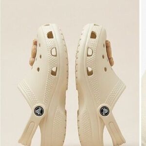 CROCS Kids Classic Clog in Cream with Tan Charm